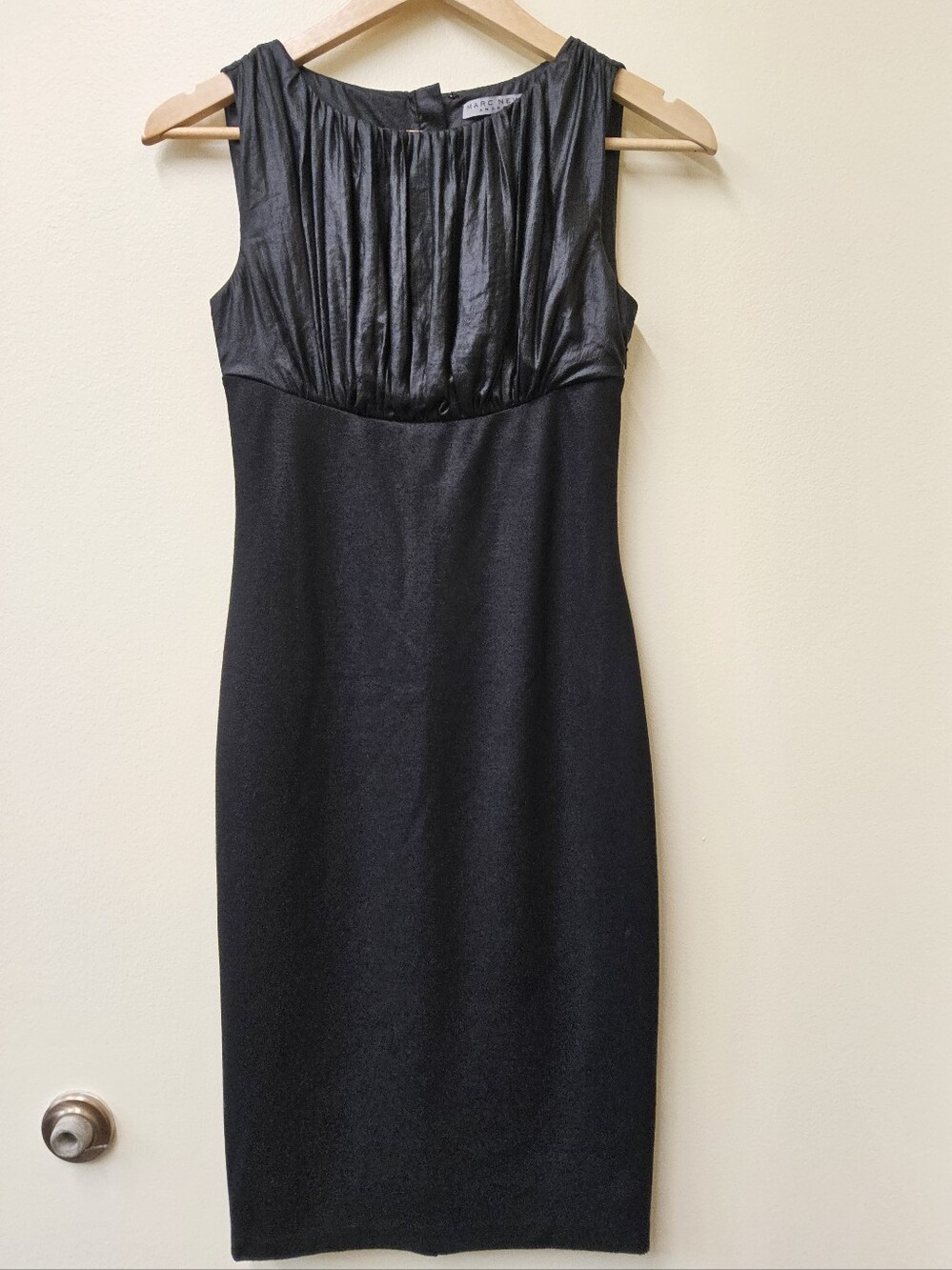Marc New York Andrew Matc Black Sleeveless Midi Dress with Pleated Bodice